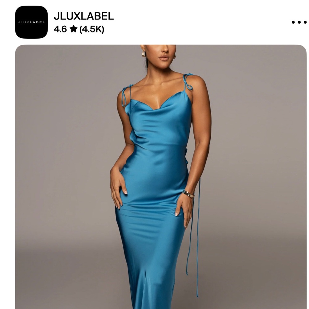 Blue Satin Maxi Dress